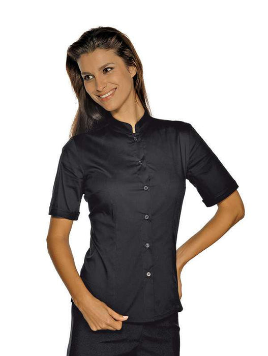 CAMICIA CAMERIERE HOLLYWOOD STRETCH NERA MANICA CORTA