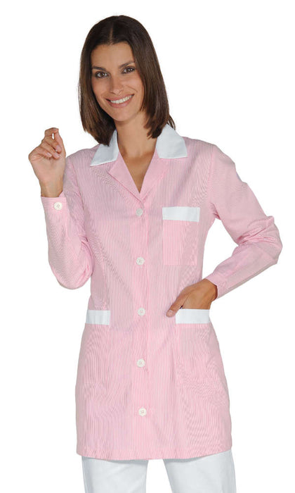 CASACCA MARBELLA RIGATINO ROSA E BIANCO MANICA LUNGA