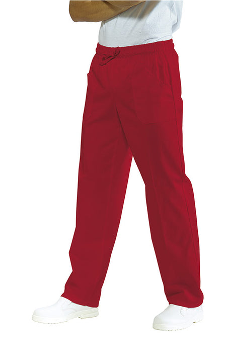 PANTALONE ESTETISTA E/O OPERATORE SANITARIO CON ELASTICO ROSSO MATTONE