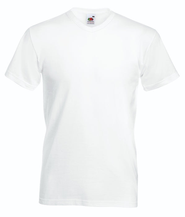 T-SHIRT FRUIT OF THE LOOM VALUEWEIGHT COLLO A V MANICA CORTA-M-Bianco