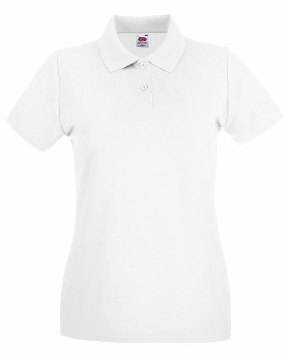 Polo Premium Lady Fit Fruit Of The Loom Manica Corta bianco