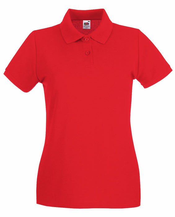 Polo Premium Lady Fit Fruit Of The Loom Manica Corta rossa