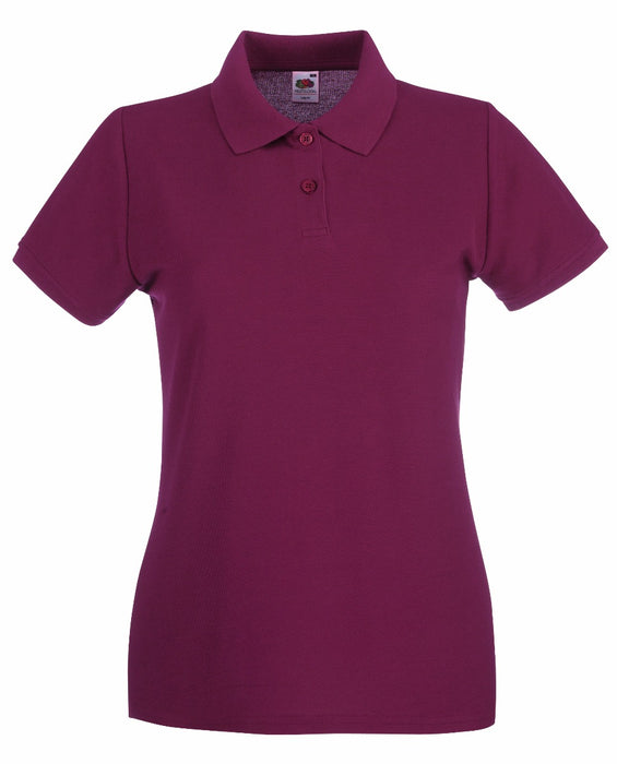 Polo Premium Lady Fit Fruit Of The Loom Manica Corta bordeaux