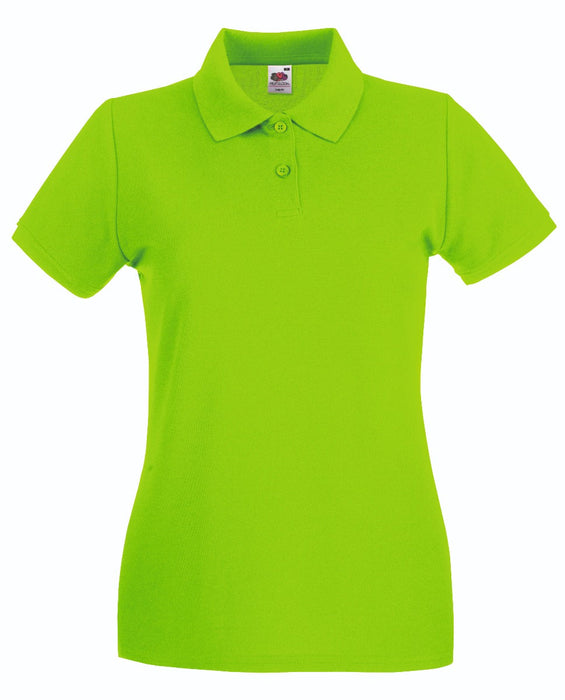 Polo Premium Lady Fit Fruit Of The Loom Manica Corta Lime