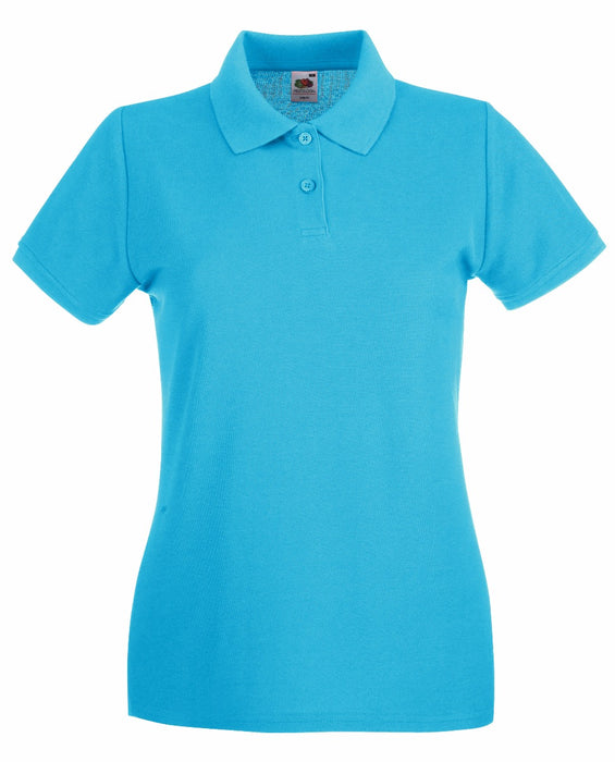 Polo Premium Lady Fit Fruit Of The Loom Manica Corta azzurro