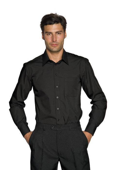 CAMICIA CAMERIERE SLIM CARTAGENA NERA MANICA LUNGA