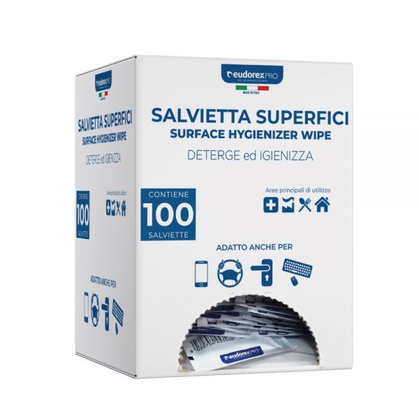 SALVIETTE IGIENIZZANTI SUPERFICI - BOX 100 MONODOSI