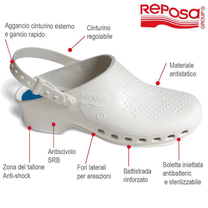 Zoccolo Infermiere sanitario scarpa per Scuola Reposa con Cinturino regolabile